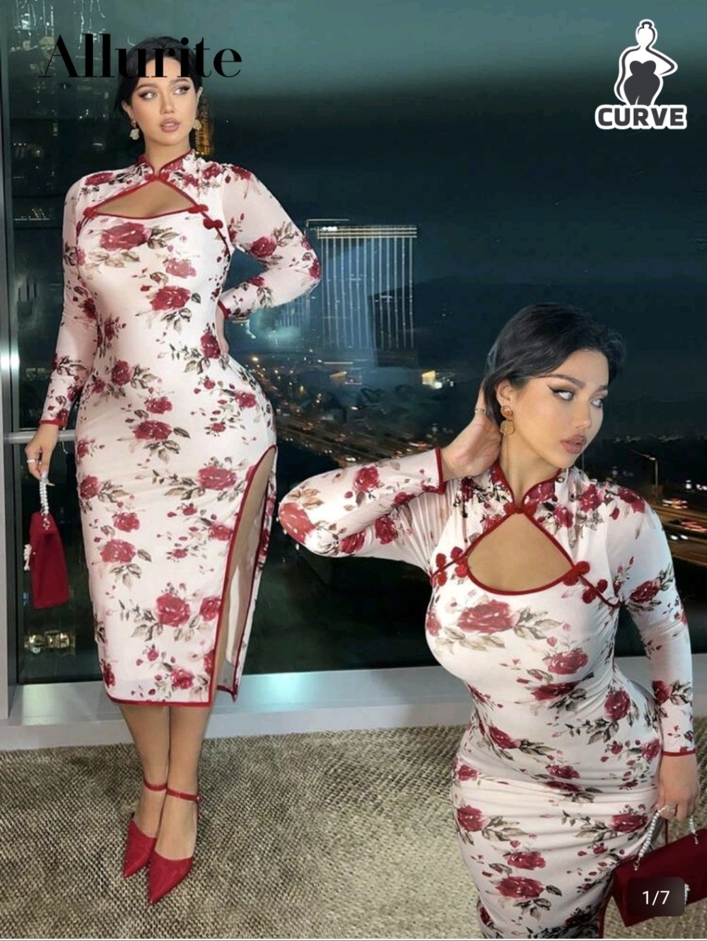 Qipao Mandarin Collar Midi Dress